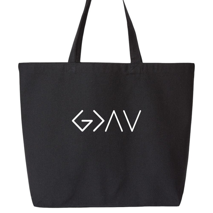 God Is Greater Canvas Tote